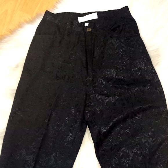VTG-Holly Sharp Black Tapestry Straight Leg Pants-#1222 - Picture 2 of 9